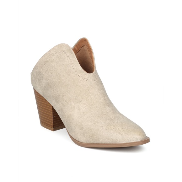 Qupid Pointy Toe Plunging Block Heel Booties Mule Slid Ons - Picture 12 of 13